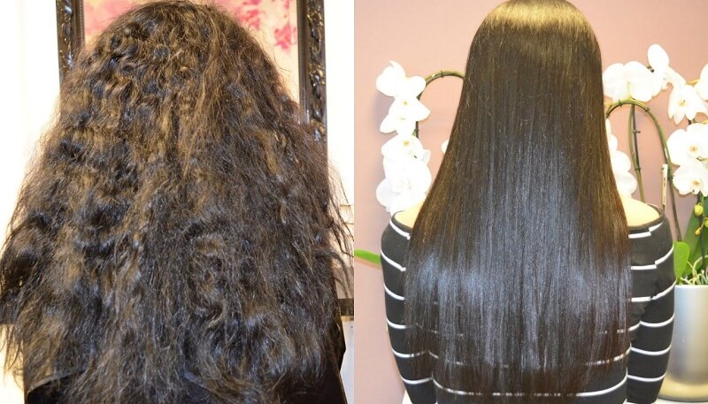 keratin hair treatment before and after