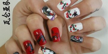 japanese nail art geisha pattern