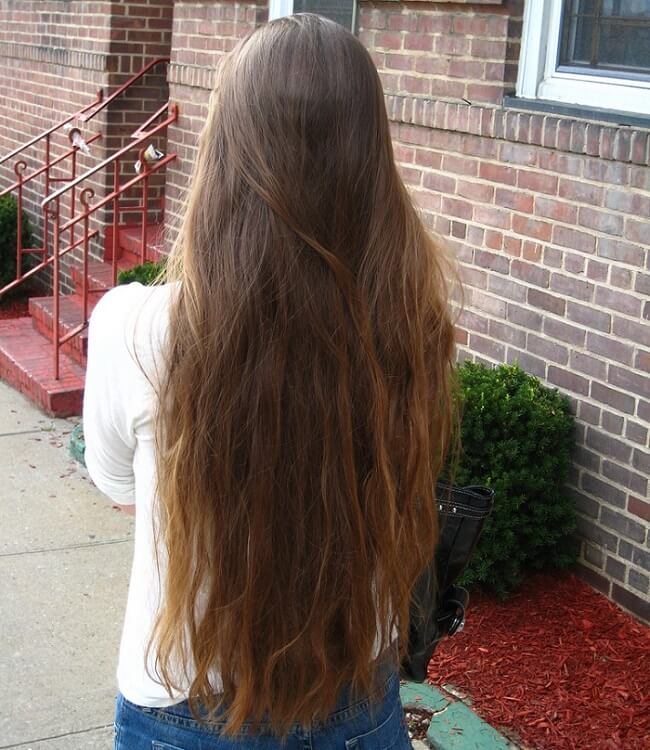 a girl with long healthy hair