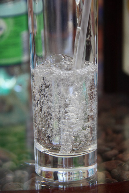 a glass of mineral water