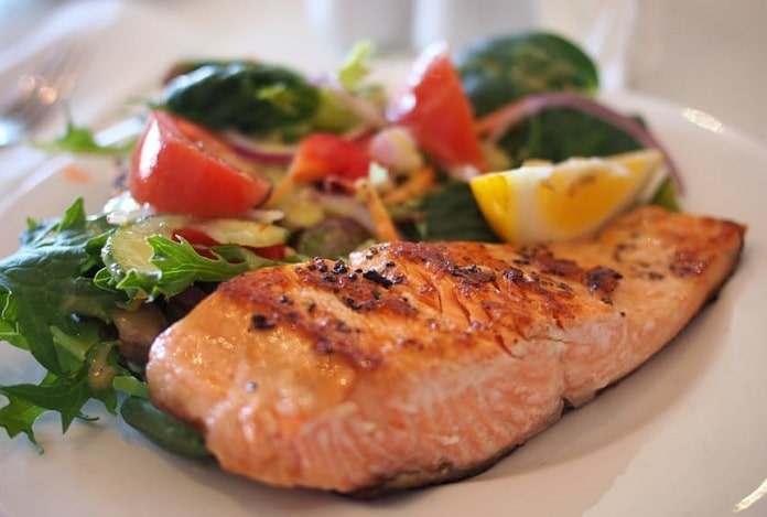 salmon dish with vegetables