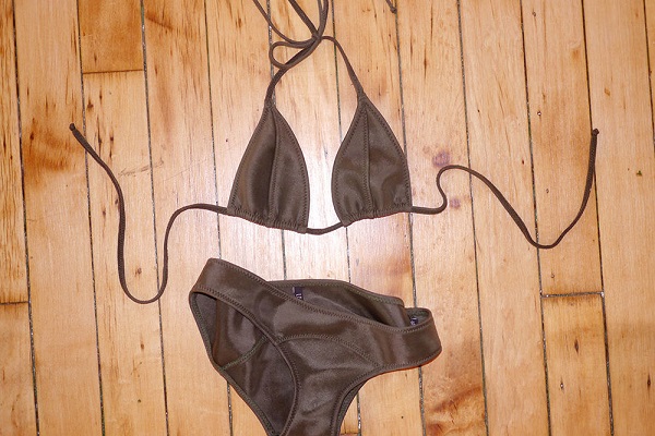 A brown bathing suit
