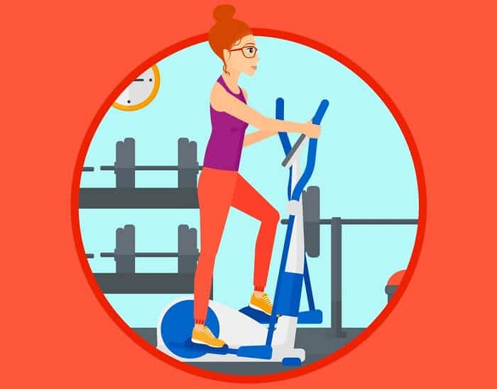 1 woman on eliptical trainer illustration