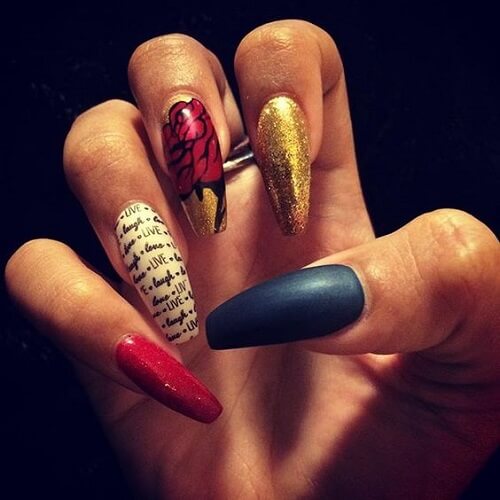 gold nail art designs beauty and the beast