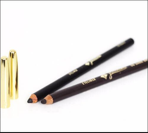 Two black pencil eyeliners with golden caps