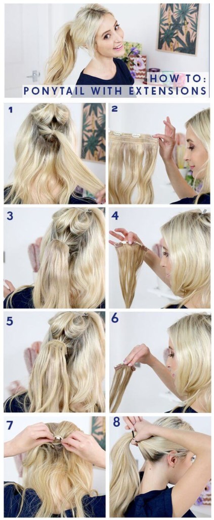 Step by step guide on applying ponytail extensions