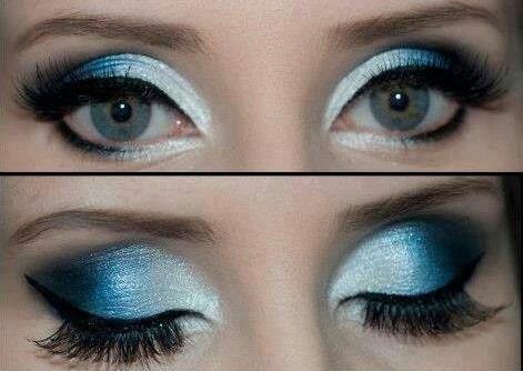 blue white makeup