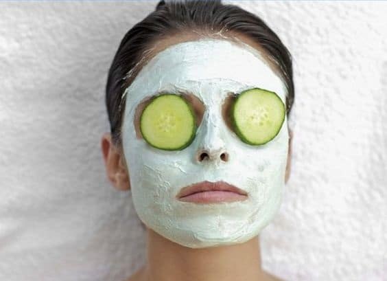 cucumber mask on a woman