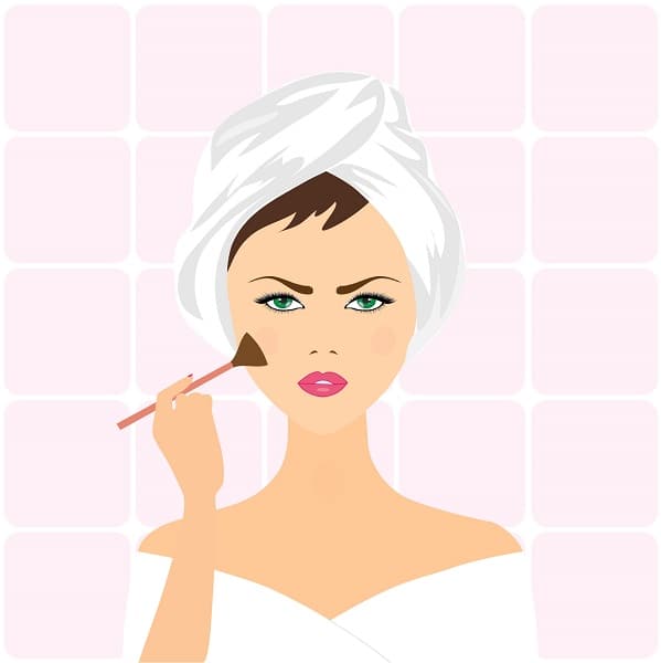 cartoon of a woman applying makeup