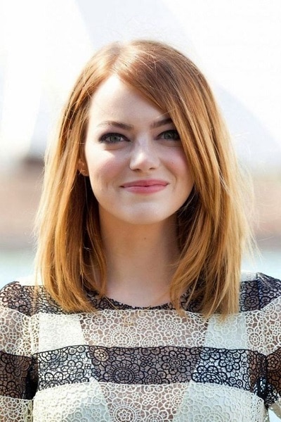Emma Stone with a side part