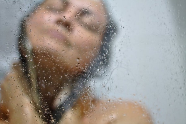 woman taking a shower