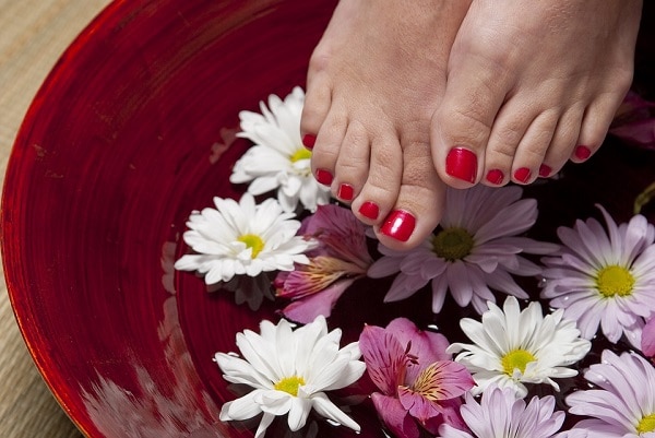 woman's feet at spa