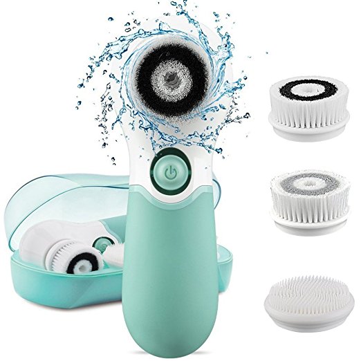 KOOVON Face Brush with 3 Facial Cleansing Brush Heads