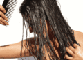 lady with hair mask on