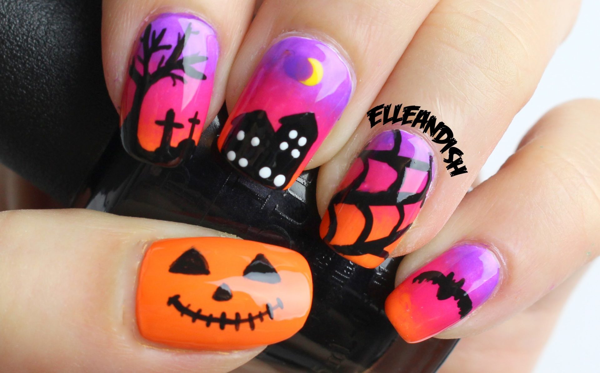 6. Halloween Nail Art with Rhinestone Accents - wide 2