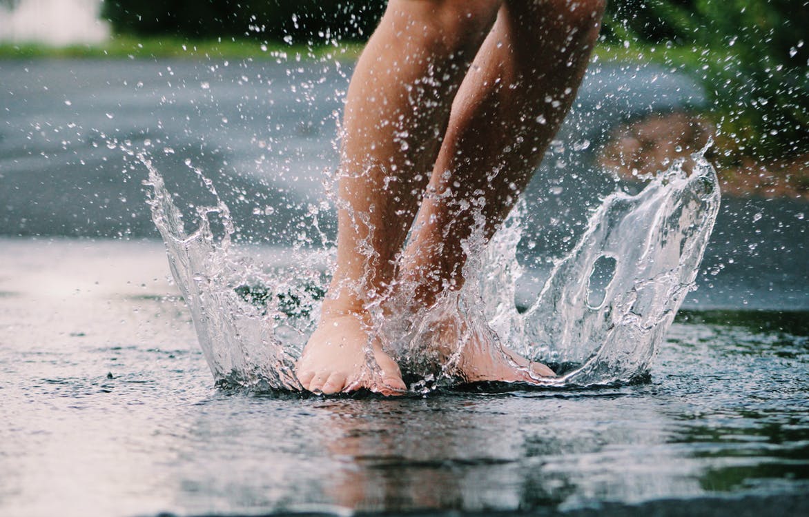 feet splashing water